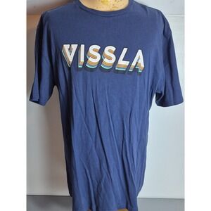 Vissla Mens T-Shirt XL Navy Blue Logo Lettering